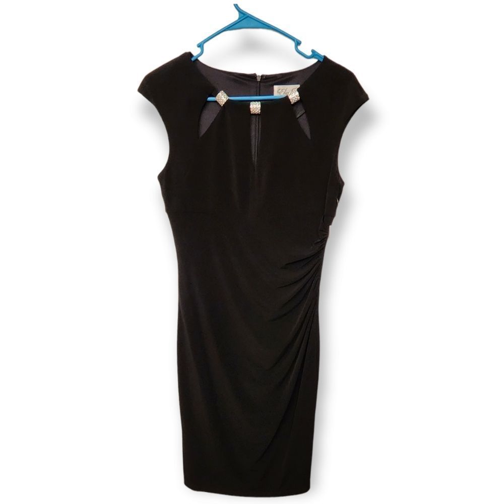 Eliza J Black Form Fitting Midi Black Dress Size 2